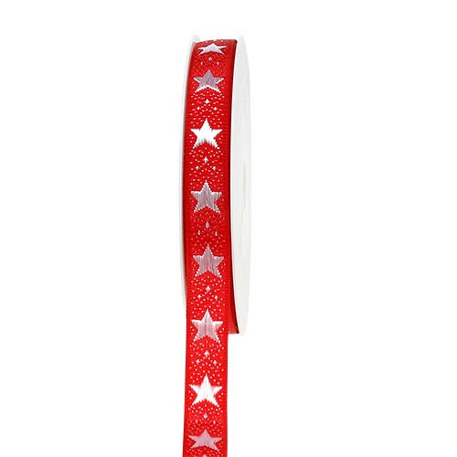 Floristik24 Christmas ribbon with stars red 15mm 20m