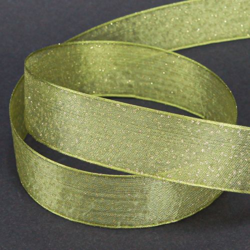 Product Christmas ribbon with golden dots, dimensionally stable, green, 25mm, 20m