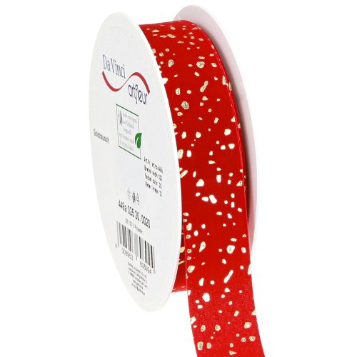 Product Christmas ribbon with golden speckles, red, 25mm, 20m