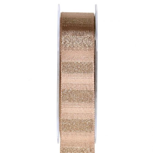 Floristik24 Christmas ribbon with gold thread brown 25mm 20m