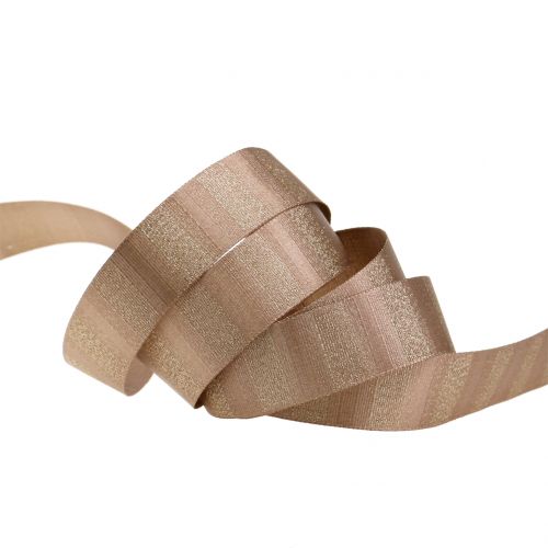Product Christmas ribbon with gold thread brown 25mm 20m