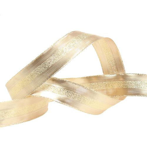 Product Christmas ribbon gold with wire 25mm 20m
