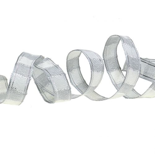 Floristik24 Christmas ribbon gray 15mm 15m