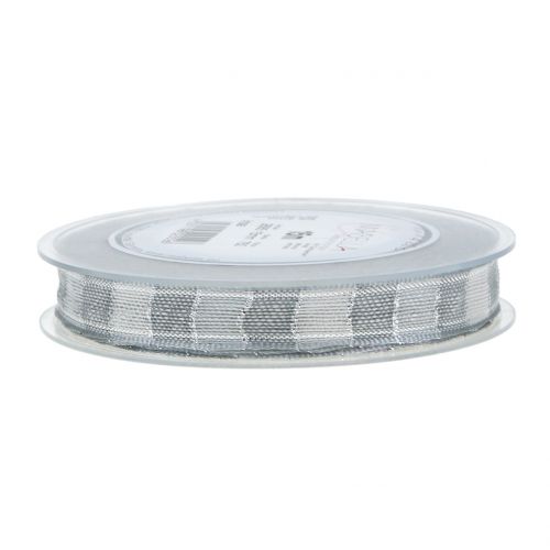 Floristik24 Christmas ribbon gray 15mm 15m