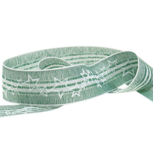 Product Christmas ribbon green with star 35mm 15m