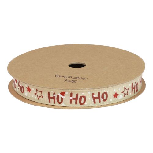 Product Christmas ribbon “Ho Ho Ho” gift ribbon beige 15mm 15m
