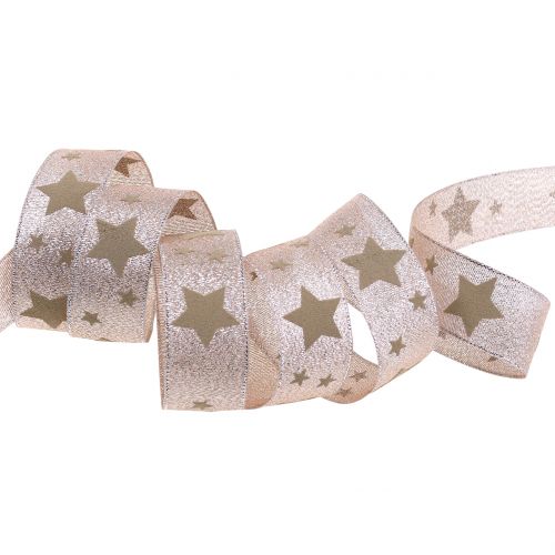 Floristik24 Christmas ribbon copper with star 25mm 20m