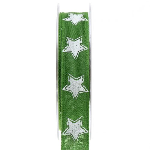 Floristik24 Christmas ribbon linen look with star green 25mm 15m
