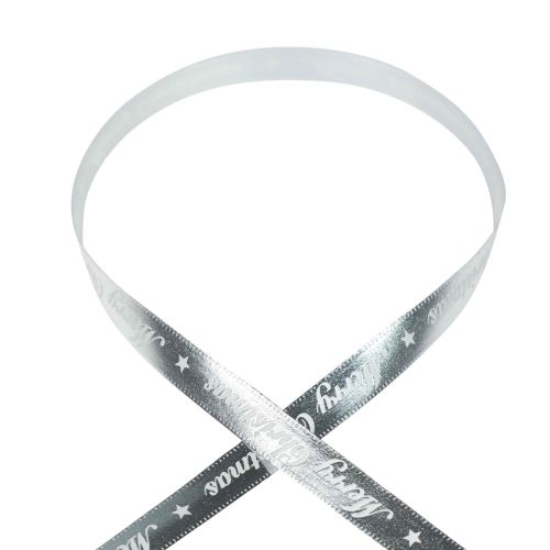 Product Christmas ribbon Merry Christmas Ribbon Silver White 10mm 20m