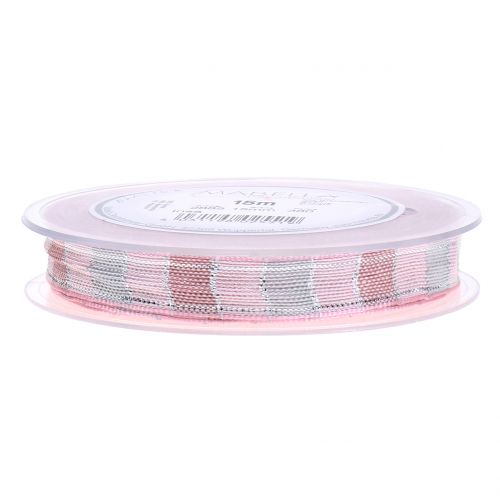 Floristik24 Christmas ribbon pink 15mm 15m