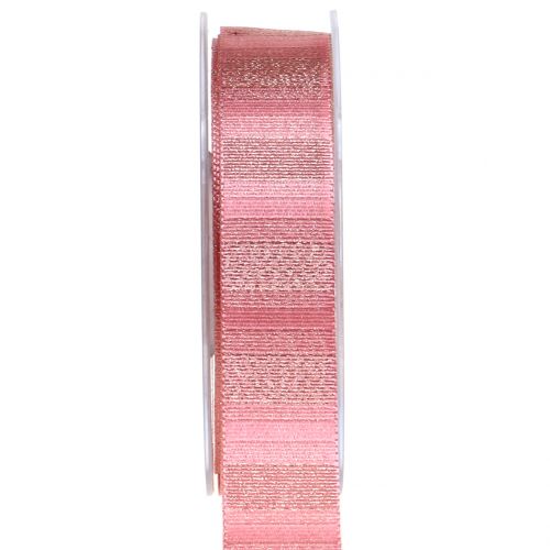 Floristik24 Christmas ribbon with gold thread pink 25mm 20m