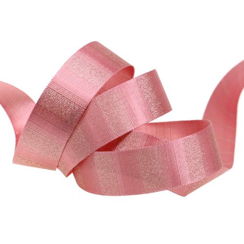Product Christmas ribbon with gold thread pink 25mm 20m