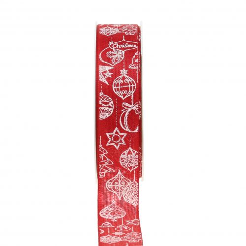 Floristik24 Decorative ribbon red with Christmas motif 25mm 18m