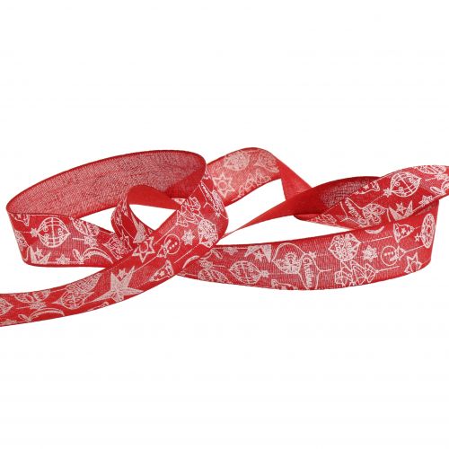 Product Decorative ribbon red with Christmas motif 25mm 18m