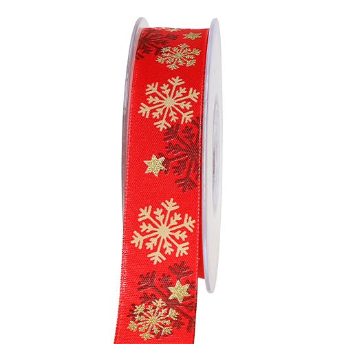 Floristik24 Christmas ribbon red with snowflakes 25mm 20m