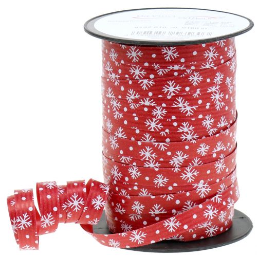 Floristik24 Christmas ribbon red with snowflake 10mm 100m