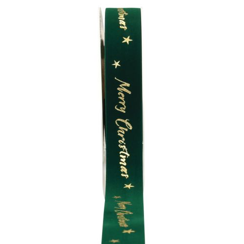 Floristik24 Gift ribbon, Christmas ribbon, velvet ribbon Green Merry Christmas 25mm 20m