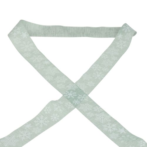 Floristik24 Christmas ribbon snowflake gift ribbon light green 35mm 15m