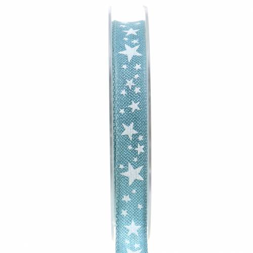 Jute ribbon with star motif blue 15mm 15m