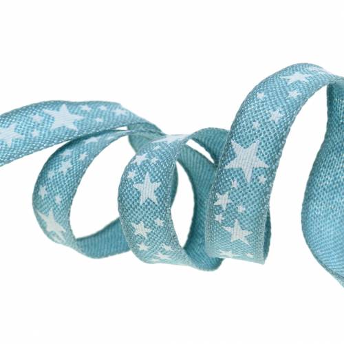Product Jute ribbon with star motif blue 15mm 15m