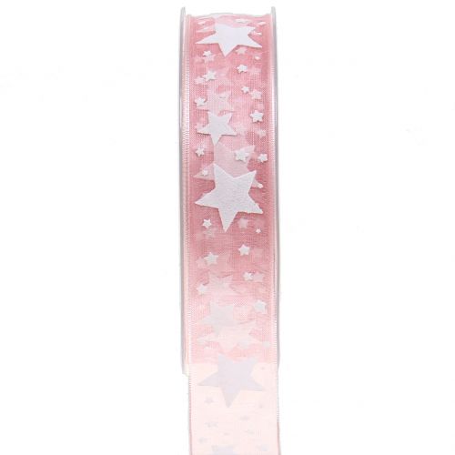 Christmas ribbon with motif pink 25mm 20m