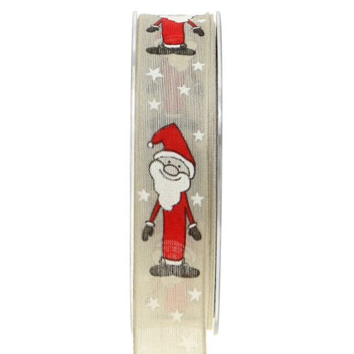 Floristik24 Christmas ribbon with Santa nature 25mm 20m