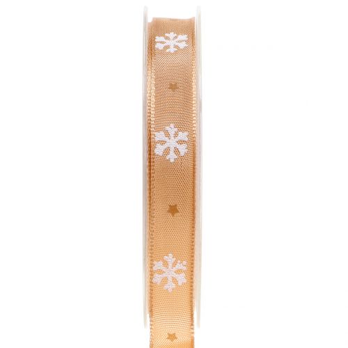 Floristik24 Christmas ribbon with snowflake orange 15mm 20m