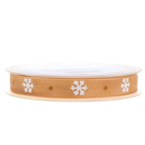 Floristik24 Christmas ribbon with snowflake orange 15mm 20m