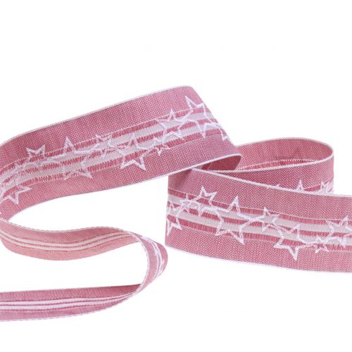 Product Christmas ribbon with star old pink 35mm 15m