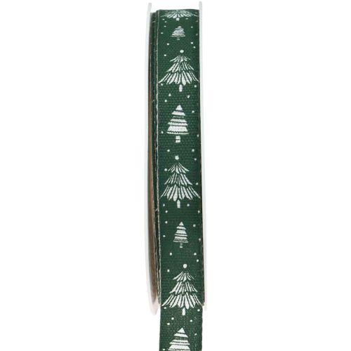 Christmas ribbon with fir trees gift ribbon green 15mm 20m