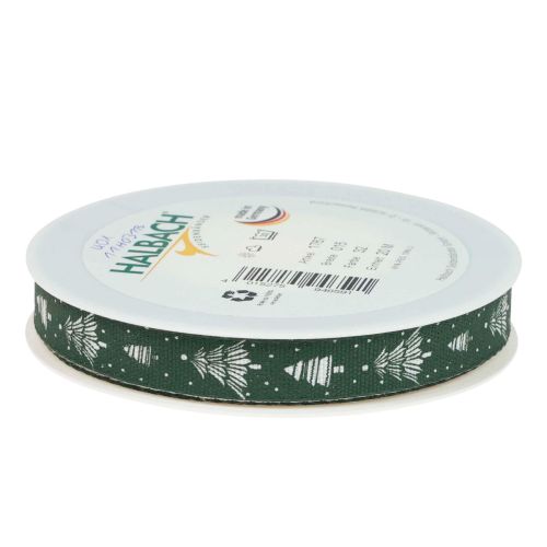Product Christmas ribbon with fir trees gift ribbon green 15mm 20m