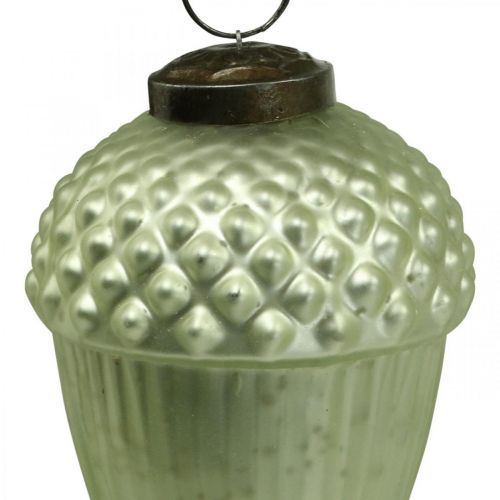 Floristik24 Christmas Tree Ornaments Acorn Glass Green 11-14.5cm Set of 3