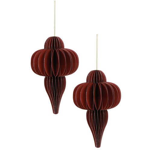 Product Christmas tree ornaments, Bordeaux paper, 20cm, 2 pieces, elegant, foldable