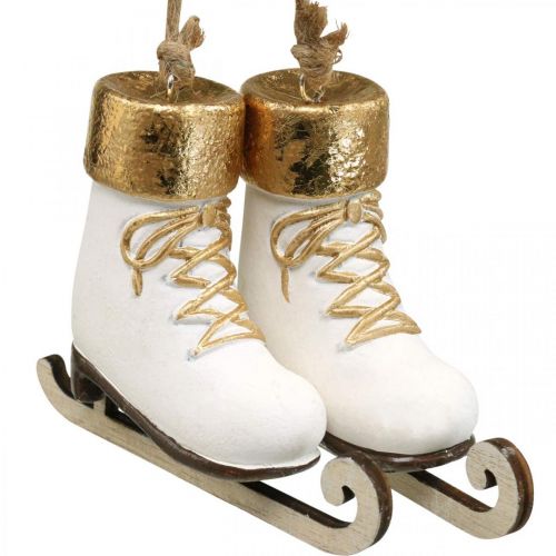Floristik24 Christmas tree decoration ice skate gold, white 10×8×3cm 2pairs