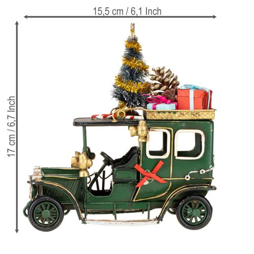 Product Christmas decoration car Christmas car vintage green 15×7×16cm