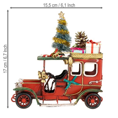 Product Christmas decoration car Christmas car vintage red 15×7×16cm