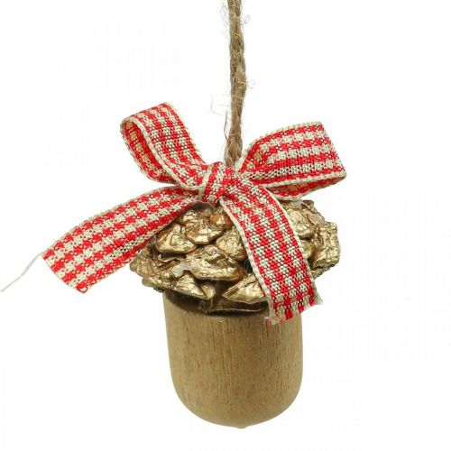 Product Christmas Decoration Acorn Wooden Christmas Pendant 5cm 12 Pcs