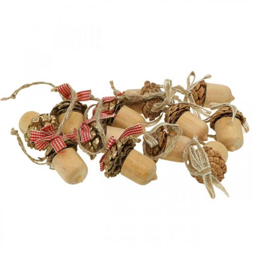 Product Christmas Decoration Acorn Wooden Christmas Pendant 5cm 12 Pcs