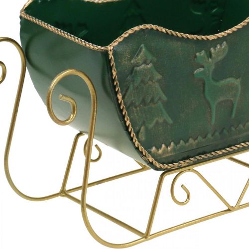 Product Christmas decoration deco sleigh Christmas sleigh green/gold 30×12.5×20cm