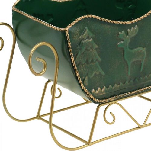 Floristik24 Christmas decoration deco sleigh Christmas sleigh green/gold 30×12.5×20cm