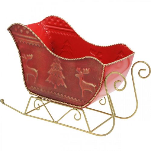 Floristik24 Christmas decoration deco sleigh Christmas sleigh red/gold 30×12.5×20cm