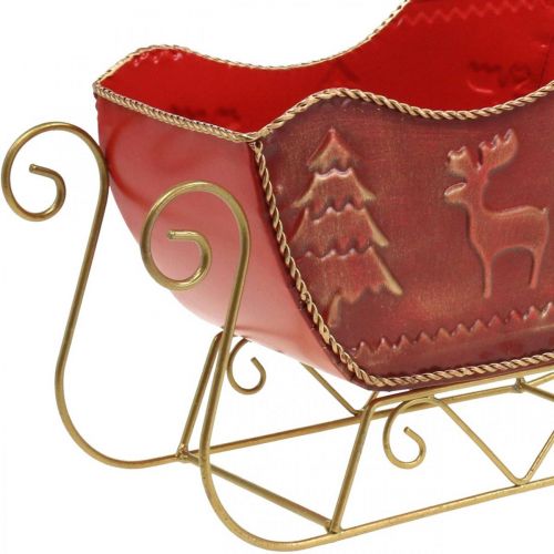 Floristik24 Christmas decoration deco sleigh Christmas sleigh red/gold 30×12.5×20cm