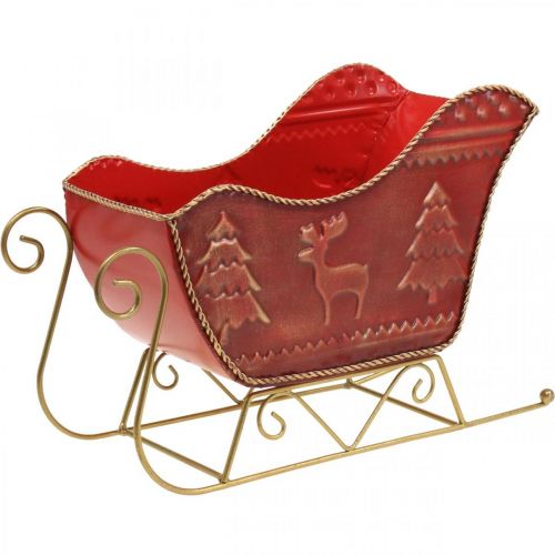 Christmas decoration deco sleigh Christmas sleigh red/gold 30×12.5×20cm
