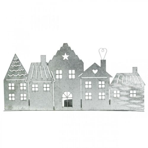 Product Christmas decoration houses, tealight holder metal silver 25cm