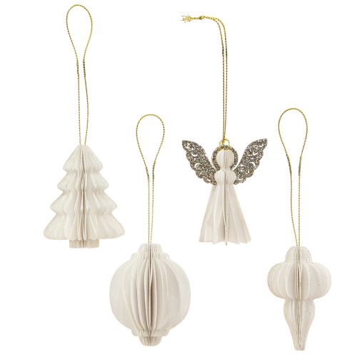 Floristik24 Christmas Decoration Paper Christmas Tree Decoration White 6cm 12 pcs