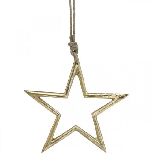 Product Christmas decoration star, advent decoration, star pendant Golden B15.5cm