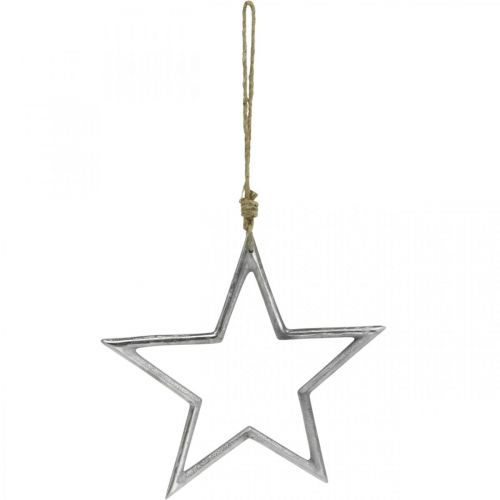 Floristik24 Christmas decoration star, advent decoration, star pendant silver W24.5cm