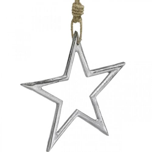 Product Christmas decoration star, advent decoration, star pendant silver W15.5cm