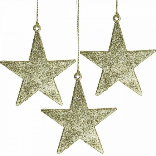 Christmas decoration star pendant golden glitter 10cm 12pcs