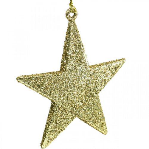 Floristik24 Christmas decoration star pendant golden glitter 10cm 12pcs